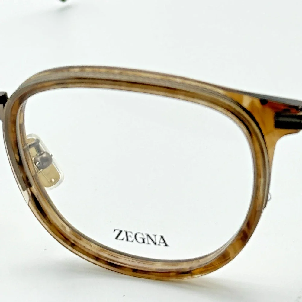 Ermenegildo Zegna Eyeglasses Frames EZ5337-D 048 Light Brown Geometric 52-20-145